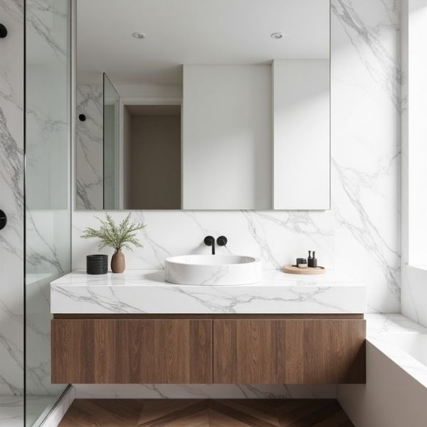 Calacatta White Sintered Stone Benchtops | Asetica
